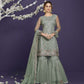 Sage Green Heavy Embroidered Georgette Gharara Set