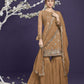 Peanut Brown Heavy Embroidered Georgette Gharara Set