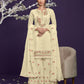 Lime Yellow Embroidered Georgette Sharara Set