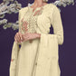 Lime Yellow Embroidered Georgette Sharara Set