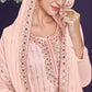 Salmon Peach Embroidered Georgette Sharara Set