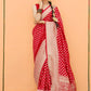 Bright Red Banarasi Handloom Silk Saree