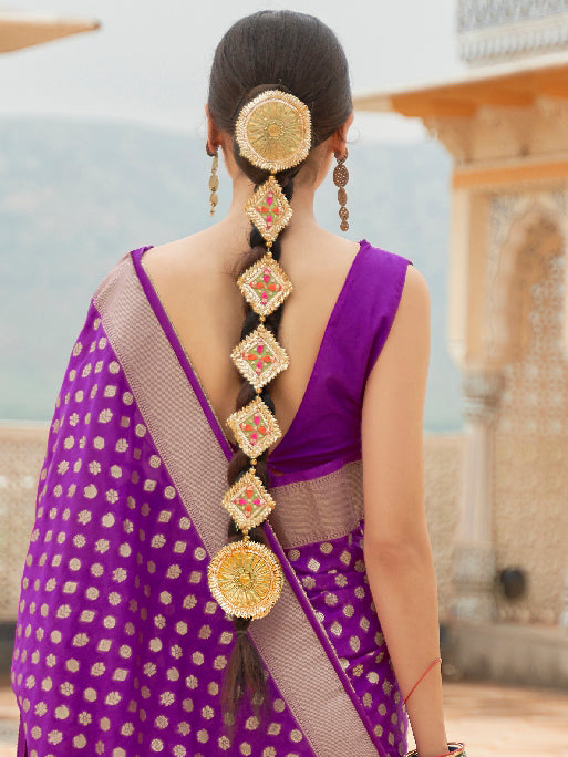 Musing Purple Banarasi Handloom Silk Saree