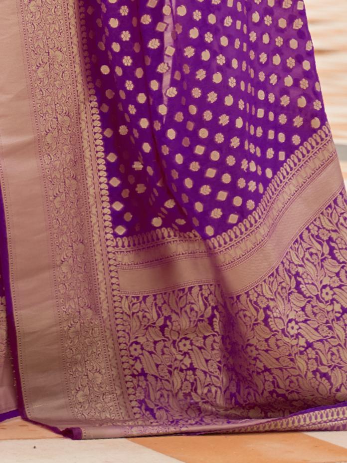 Musing Purple Banarasi Handloom Silk Saree