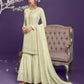 Pastel Pistachio Green Embroidered Georgette Sharara Set