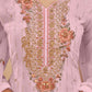 Blush Pink Embroidered Georgette Straight Pant Suit
