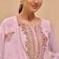 Blush Pink Embroidered Georgette Straight Pant Suit