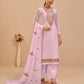 Blush Pink Embroidered Georgette Straight Pant Suit