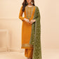 Apricot Yellow Embroidered Georgette Salwar Suit