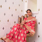 Coral Red Banarasi Silk Saree