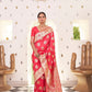 Coral Red Banarasi Silk Saree