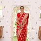 Ruby Red Banarasi Silk Saree