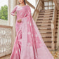 Bubblegum Pink Zari Woven Linen Silk Saree