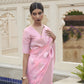 Light Pink Brocade Woven Linen Silk Saree