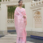 Light Pink Brocade Woven Linen Silk Saree