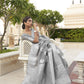 Smog Grey Brocade Woven Linen Silk Saree