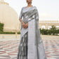 Smog Grey Brocade Woven Linen Silk Saree