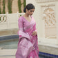 Rouge Pink Brocade Woven Linen Silk Saree