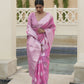 Rouge Pink Brocade Woven Linen Silk Saree