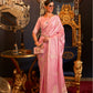 Blush Pink Satin Silk Saree