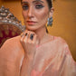Pewter Peach Woven Zari Silk Saree