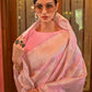 Sea Pink Woven Zari Silk Saree