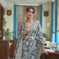 Jet Grey Weaved Lucknowi Chikankari Saree