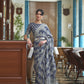 Mid Grey Weaved Lucknowi Chikankari Saree