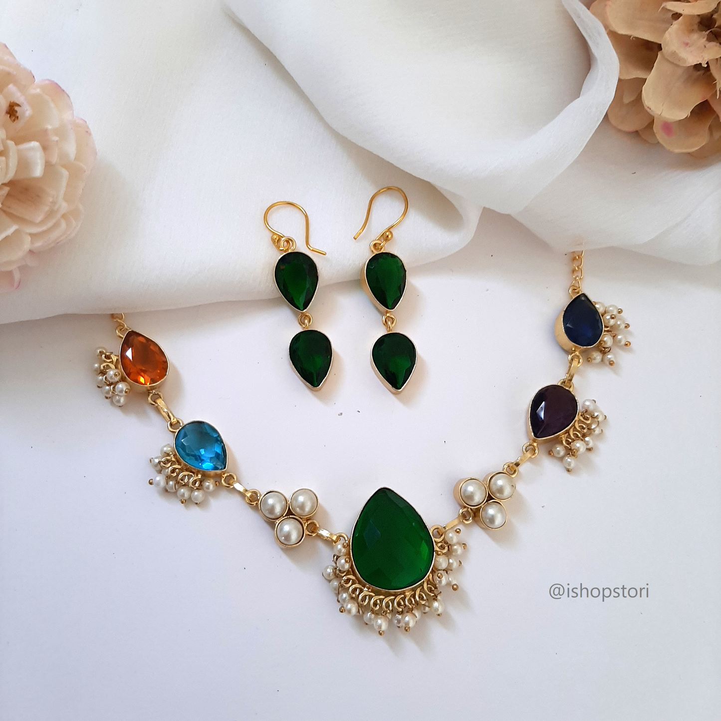 Swastika Multicolor Statement Necklace Set