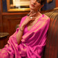 Hot Pink Handloom Woven Satin Silk Saree