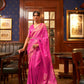 Hot Pink Handloom Woven Satin Silk Saree
