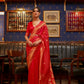 Candy Red Handloom Woven Satin Silk Saree