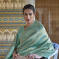 Seafoam Green Brocade Woven Handloom Kanjivaram Silk Saree