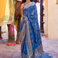 Lapis Blue Banarasi Handloom Soft Silk Saree
