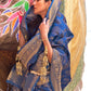Lapis Blue Banarasi Handloom Soft Silk Saree