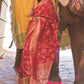 Scarlet Red Banarasi Handloom Soft Silk Saree