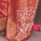 Scarlet Red Banarasi Handloom Soft Silk Saree