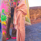 Apricot Peach Handloom Woven Kanjivaram Silk Saree