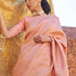 Apricot Peach Handloom Woven Kanjivaram Silk Saree