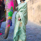 Mint Green Handloom Woven Kanjivaram Silk Saree