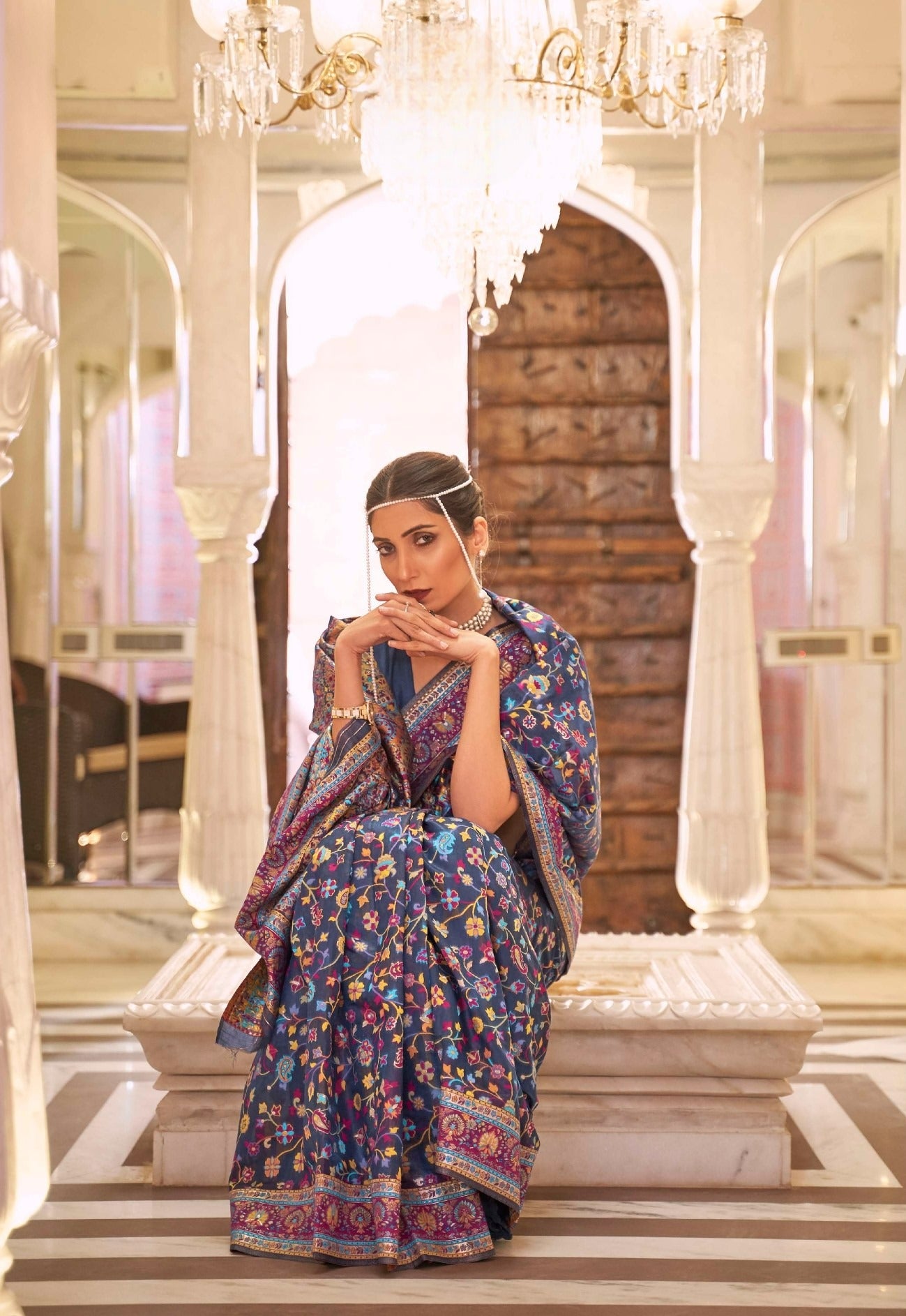 Mediterrean Blue Kashmiri Kani Jamewar Saree