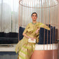 Pear Green Striped Organza Silk Saree