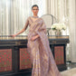Bright Purple Striped Organza Silk Saree
