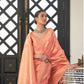 Candy Peach Striped Organza Silk Saree