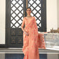 Candy Peach Striped Organza Silk Saree