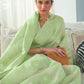 Pistachio Green Weaved Lucknowi Chikankari Saree