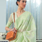Pistachio Green Weaved Lucknowi Chikankari Saree