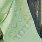 Pistachio Green Weaved Lucknowi Chikankari Saree