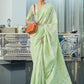 Pistachio Green Weaved Lucknowi Chikankari Saree