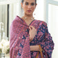 Berry Blue Weaved Lucknowi Chikankari Saree